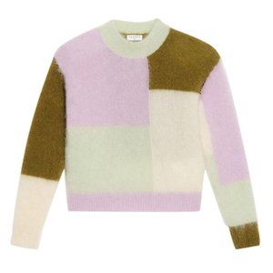 Sandro colorblock mohair purple blend sweater women size Small Pullover